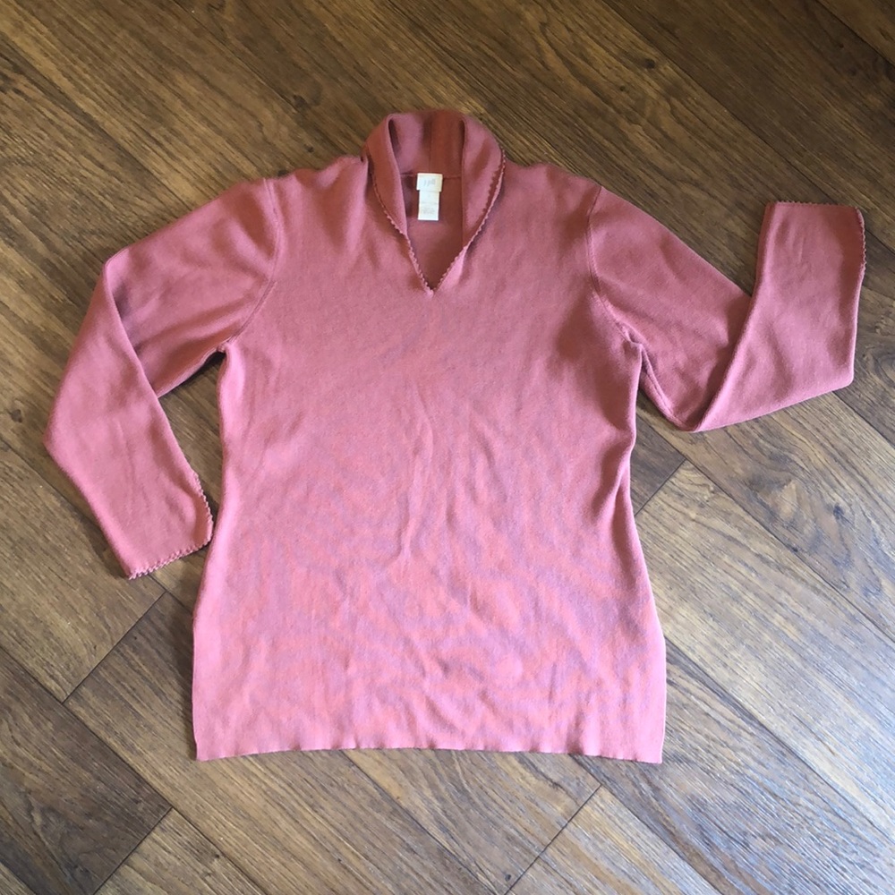 J. Jill Pink V-neck Sweater Size Large
